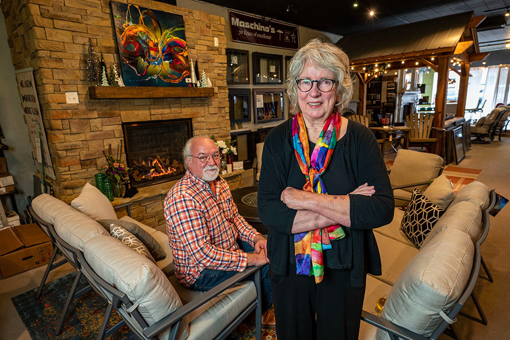 LONGTIME HOME; Maschino's General Manager Greg Nutting and owner Nancy Dornan combined have 75 years of leadership experience at the Springfield retailer.